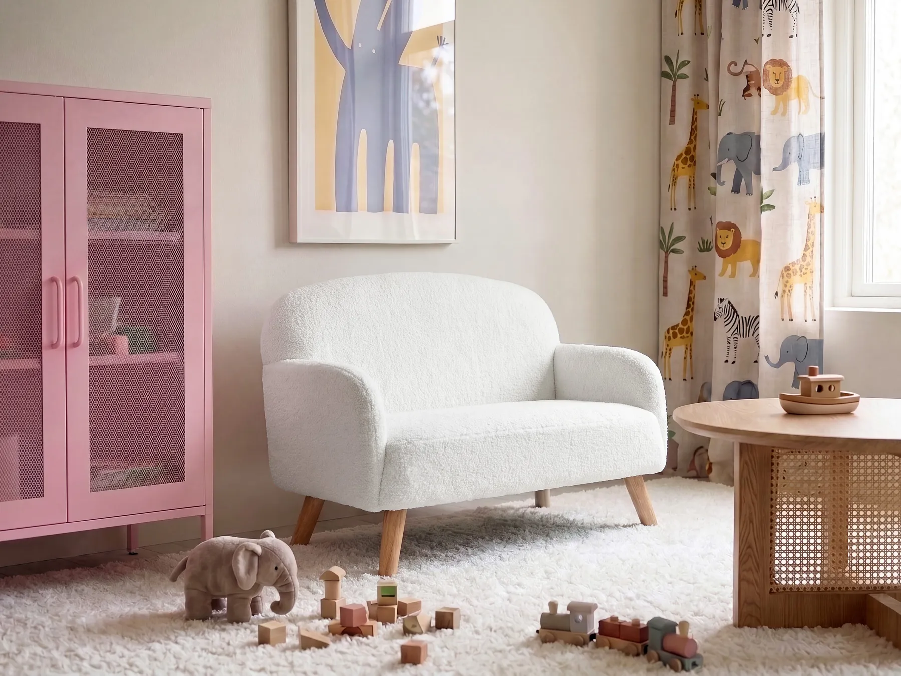 Kindersofa OTTAL Bouclé Weiß_1055515