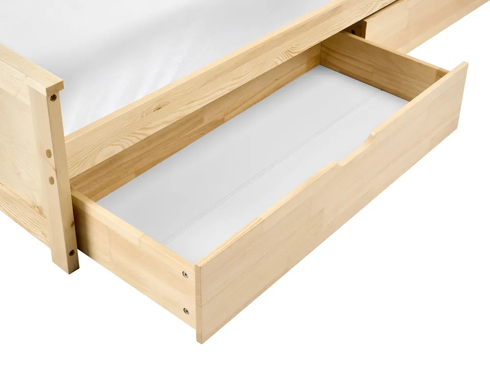 Bed with 2 Drawers DAUPHIN Pine Wood Light Brown 180 x 200 cm (EU Super King)_1059912