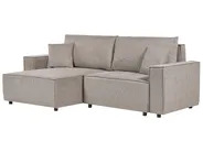 Eckschlafsofa 3-Sitzer KARILA mit Stauraum Stoff Taupe rechtsseitig_886035
