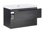 Wandmontierter Waschbeckenunterschrank mit Waschbecken MAKANA Schwarz_1010045