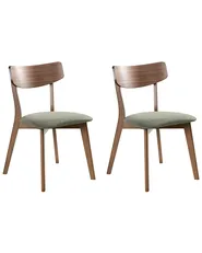 Set of 2 Dining Chairs HOLLY Wood Dark Brown/ Green_1015955