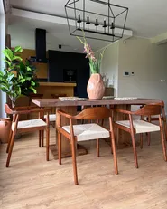 Lot de 2 chaises de salle à manger OAKDALE Bois Marron foncé/beige_1005798