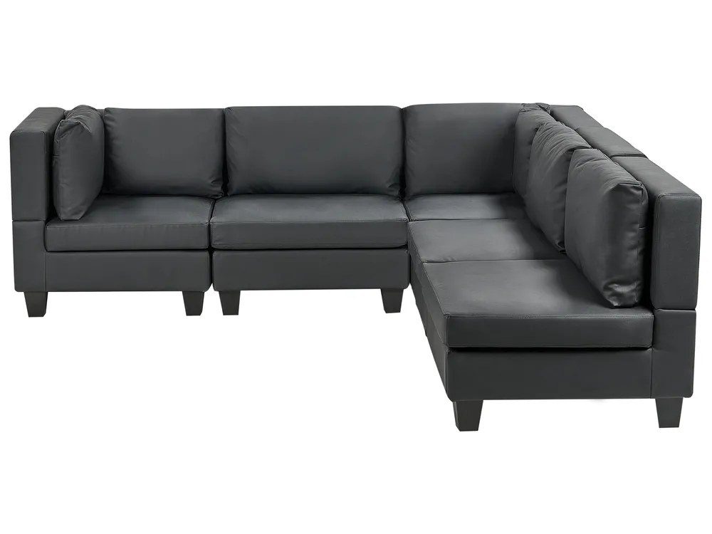 Modul Ecksofa 5-Sitzer UNSTAD Kunstleder Schwarz linksseitig