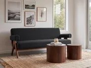 Sofa 2 Seater TAMRE Boucle Black/ Dark Brown_1103754