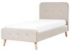 Bett mit Lattenrost Kunstleinen RENNES 90 x 200 cm Hellbeige