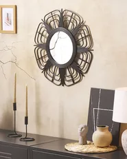 Wandspiegel PASAKU 60 cm 60 cm Rattan Schwarz_822173