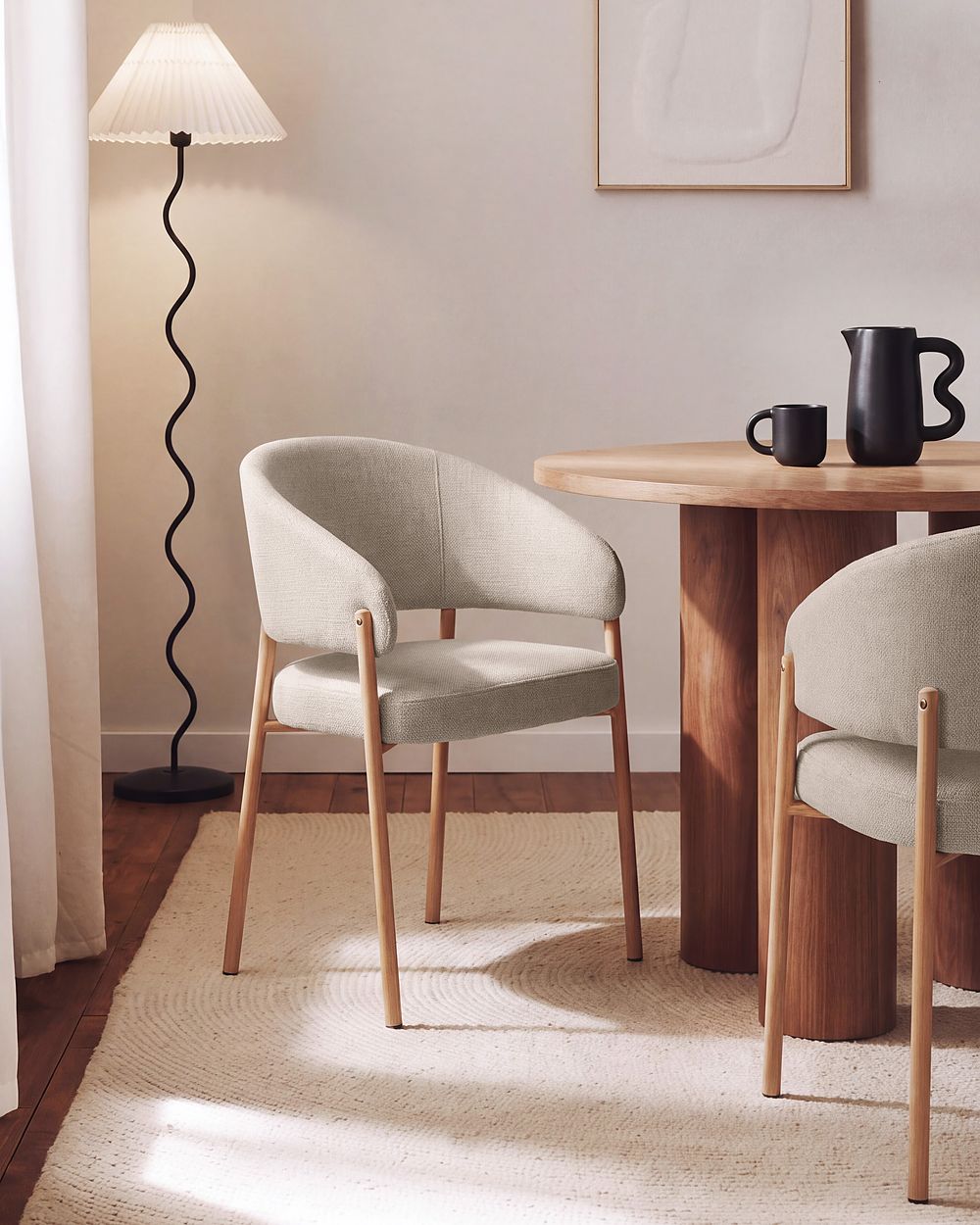 Set van 2 eetkamerstoelen ZANE Stof Lichtbeige