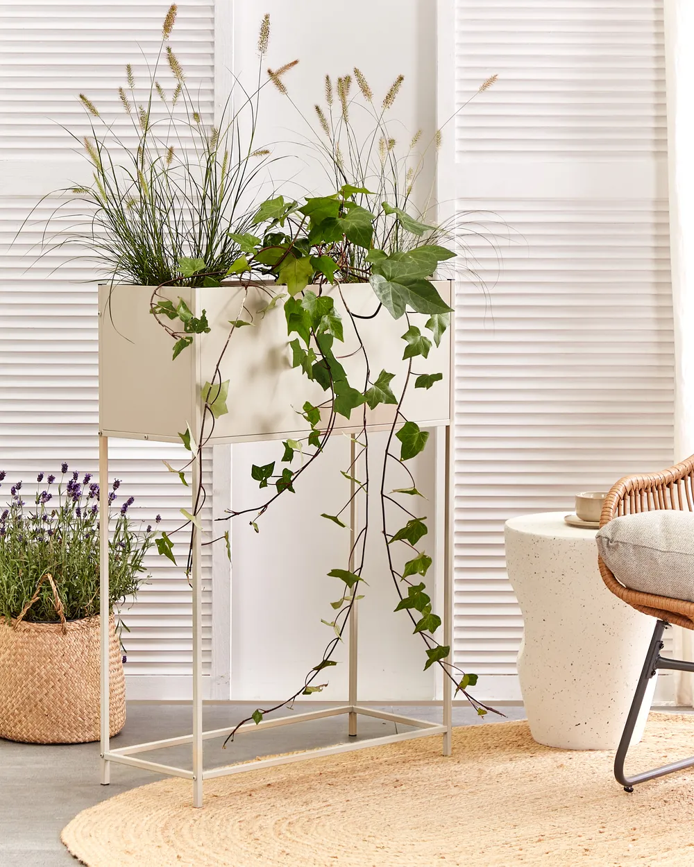 Blumentopf mit Beinen TAPIEN 70 cm Metall Beige