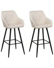 Set of 2 Bar Chairs DARIEN Light Beige_877586