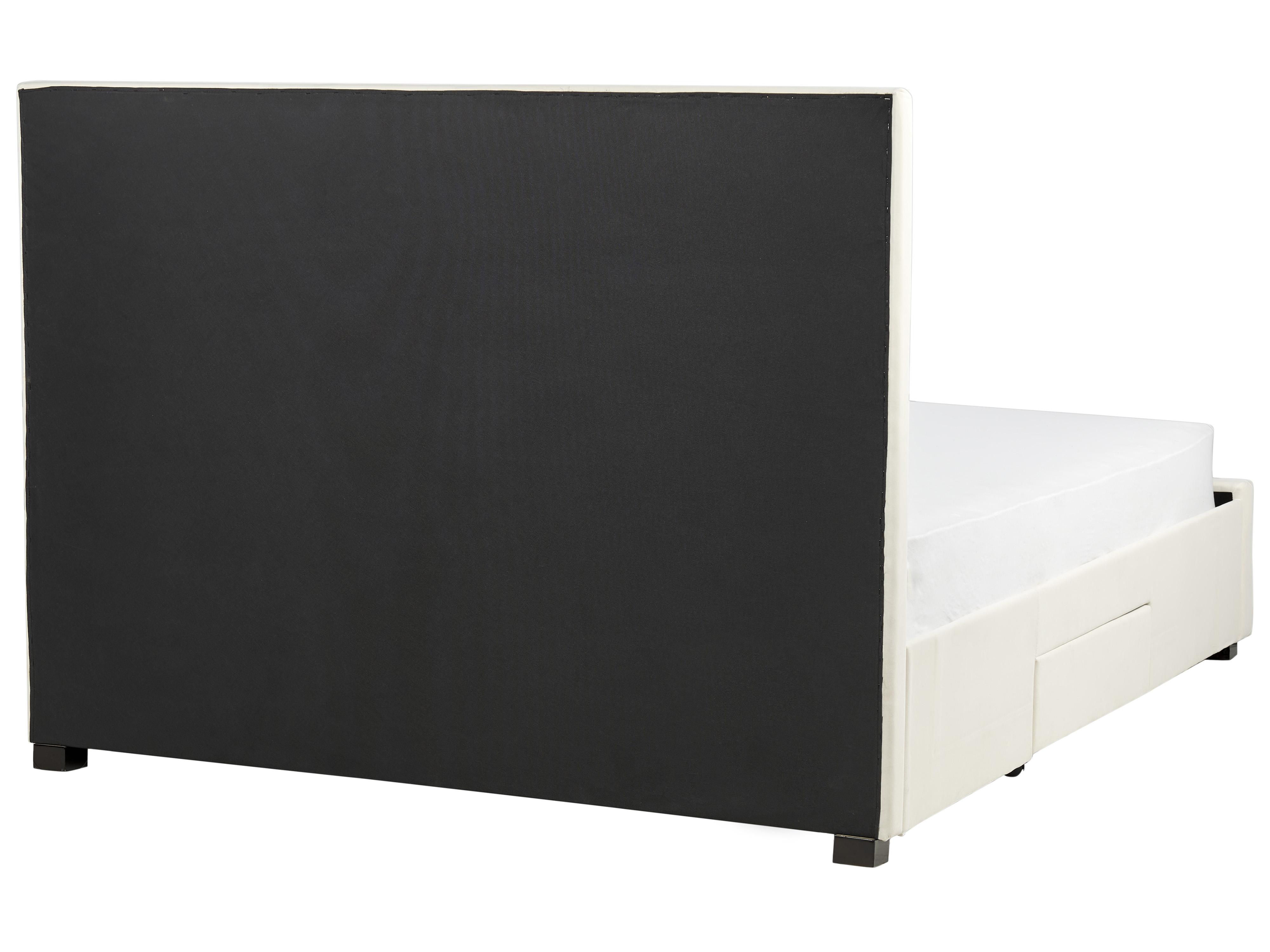 Bed with Storage Drawers LIEVIN Velvet Light Beige 160 x 200 cm (EU King Size)_902430