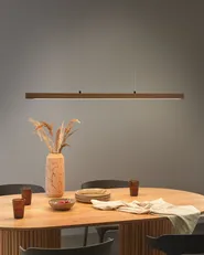 LED Pendant Lamp STEWARTS with Dimmer Oak Wood Light Brown_943205