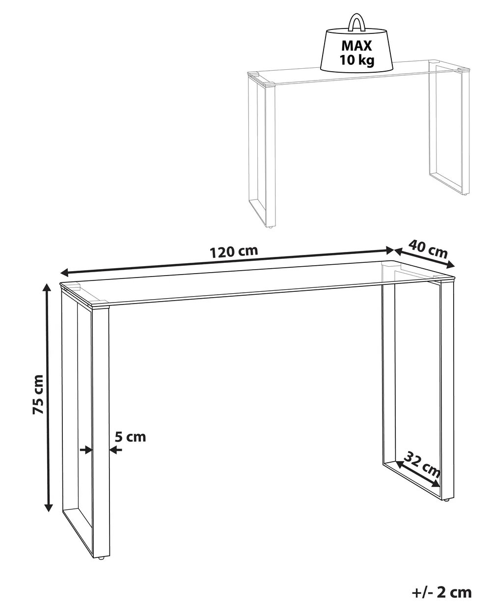 Konsolentisch TILON Sicherheitsglas Silber_857837
