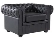 Living Room Set 4 Seater CHESTERFIELD Leather Black_769422