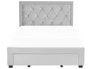 Bed with Storage Drawers LIEVIN Velvet Light Grey 140 x 200 cm (EU Double)_858058