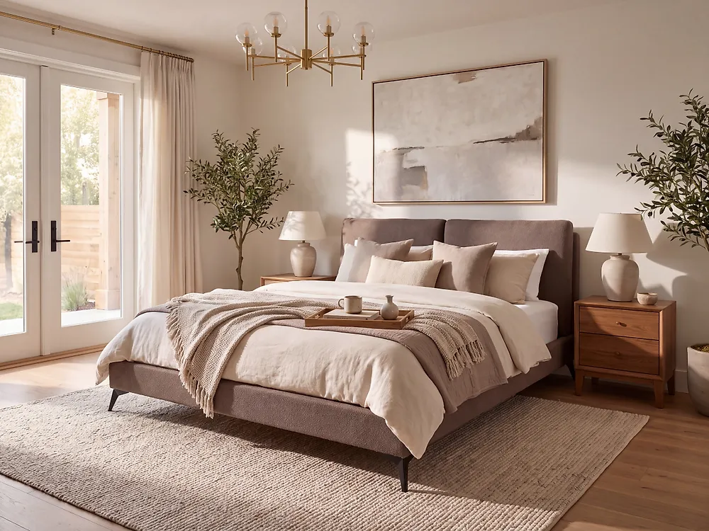 Bett mit Lattenrost Bouclé MELLE 160 x 200 cm Braun_1176520