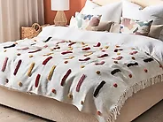 Kuscheldecke ALAPPUZHA Baumwolle 130 x 180 cm Weiß_1178452