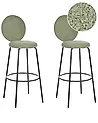 Set mit 2 Barstühlen EMERY Bouclé Hellgrün