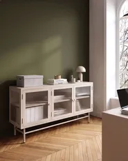 Sideboard mit Glastüren DEVON 115 cm Metall Beige_1113116