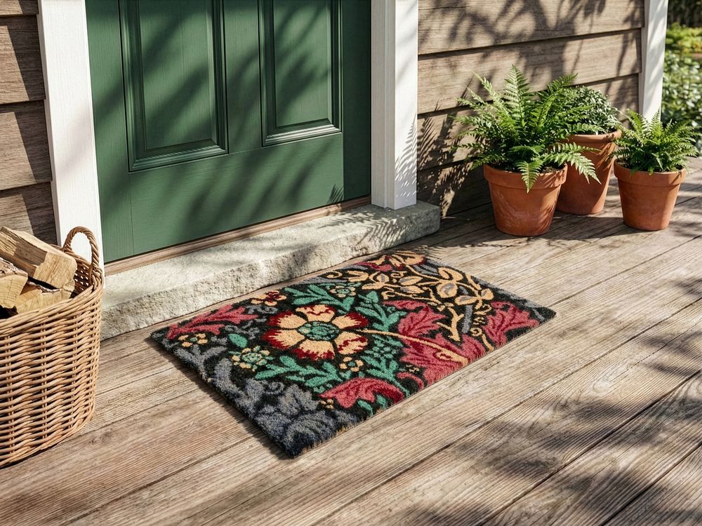 Doormat ILLIAMNA Multicolour 50 x 80 cm Flower Coir
