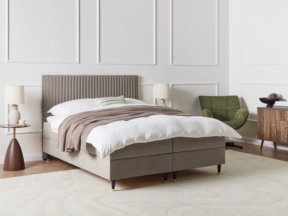 Divan Bed with Storage DAME Velvet Taupe 160 x 200 cm (EU King Size)