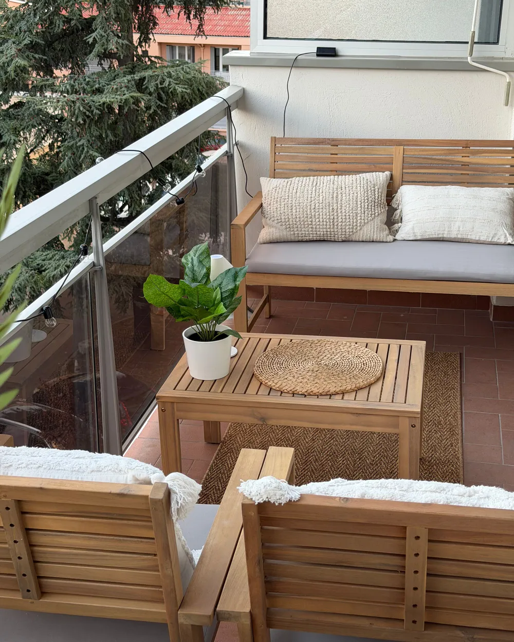 Lounge Set mit Tisch 4-Sitzer FIAMES zertifiziertes Akazienholz Grau_1173804