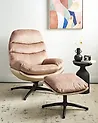 Drehsessel EIDE mit Fußstütze Samtstoff Sandbeige