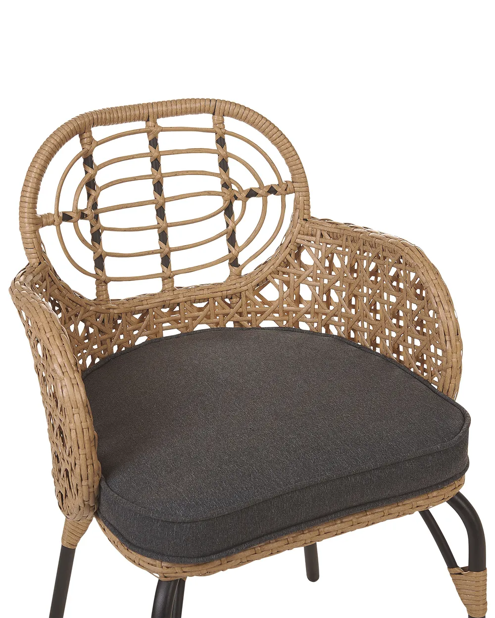 Set mit 4 Stühlen und Sitzkissen PRATELLO Polyrattan Naturfarben_868029
