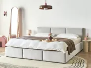 Bett mit Stauraum BOUSSE Samtstoff Hellgrau 180 x 200 cm_862568