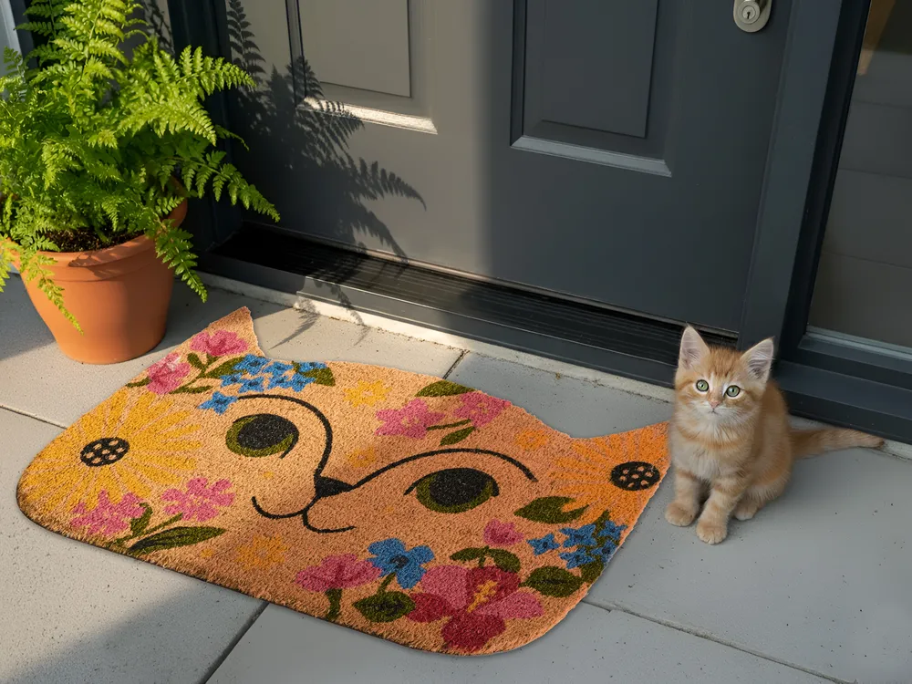 Fußmatte CALIRAYA Bunt 60 x 90 cm Katze Kokosfasern