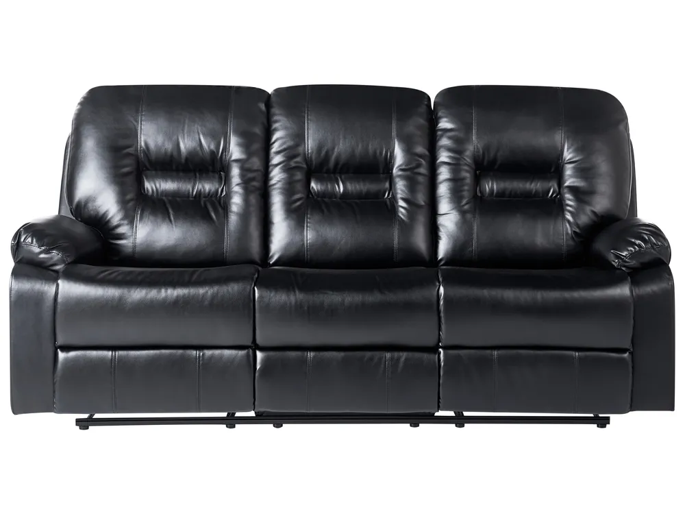 Sofa manuell verstellbar 3-Sitzer BERGEN Kunstleder Schwarz_1060546