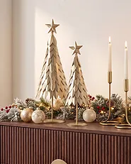 Set of 2 Figurines KEMIJOKI 41/48 cm Christmas Tree Gold_1156602