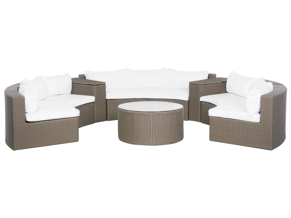 Lounge Set mit Tisch 9-Sitzer SEVERO Polyrattan Braun