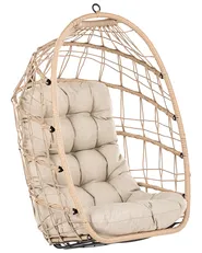 Hanging Chair with Stand MORNESE Metal Natural_1146569