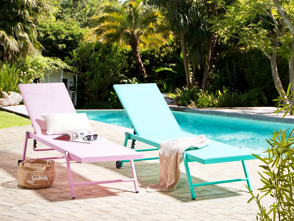 Sonnenliege PORTOFINO mit Relaxfunktion Metall Türkis