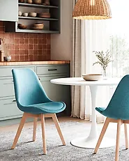 Set of 2 Dining Chairs DAKOTA II Fabric Blue_1186331