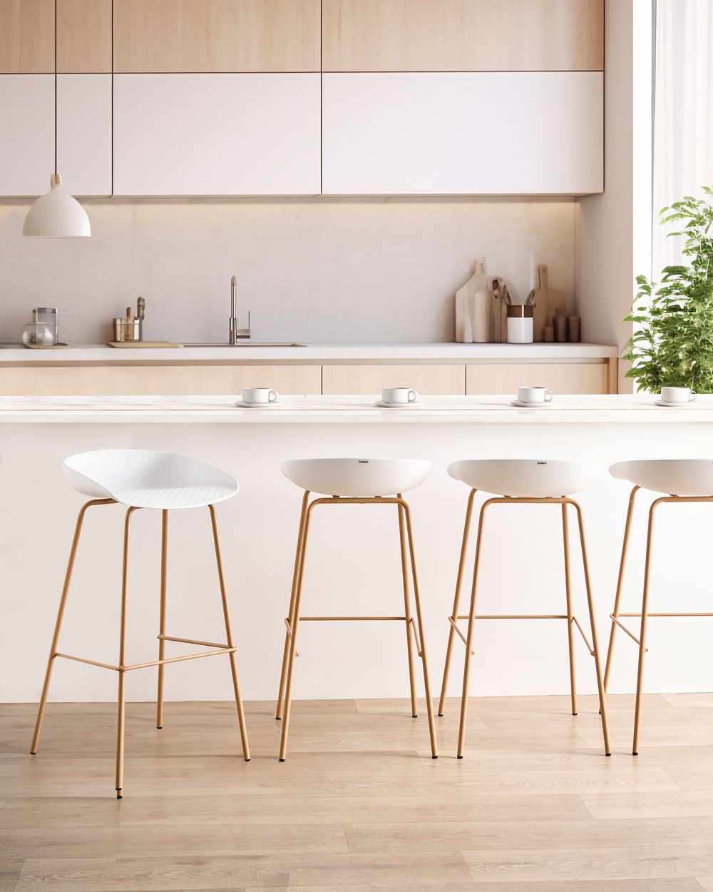 Set van 4 barstoelen VENLO Wit
