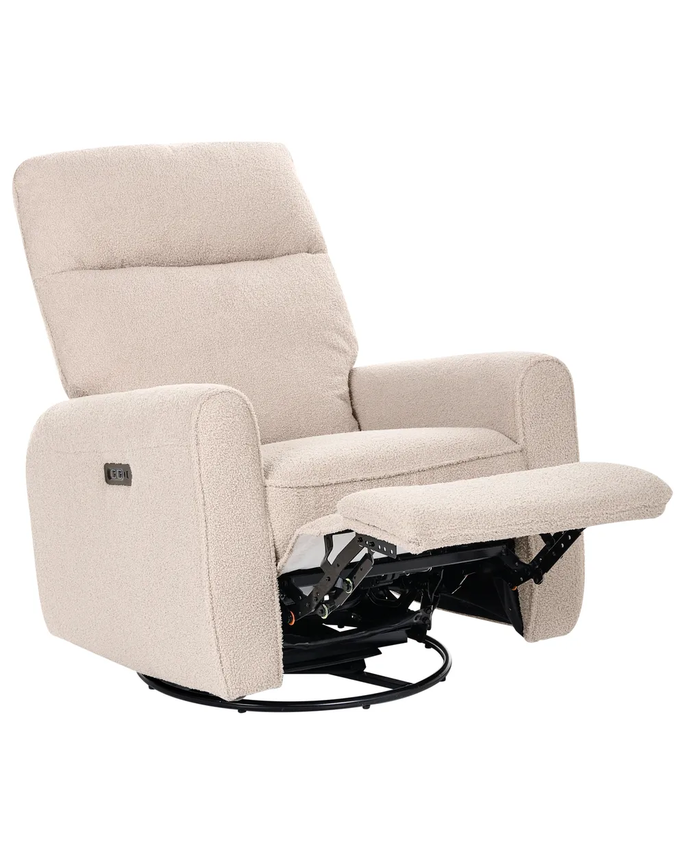 Elektrischer Schaukel-Fernsehsessel FOBOS drehbar Bouclé Hellbeige_1078698