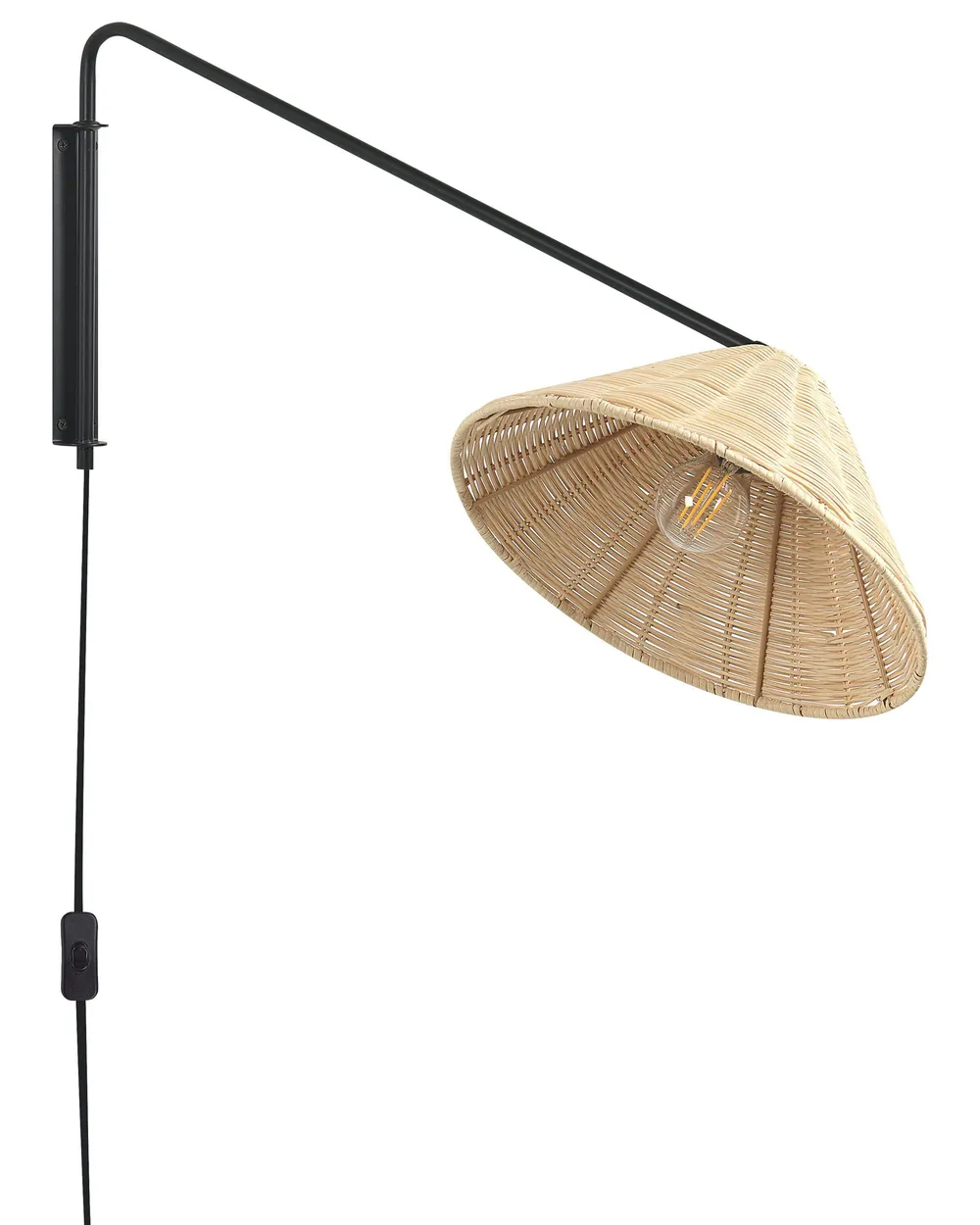 Wandlampe PALENA verstellbar Rattan Naturfarben