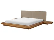Bett mit LED Bouclé ZEN 180 x 200 cm Naturfarbene Esche_1079811