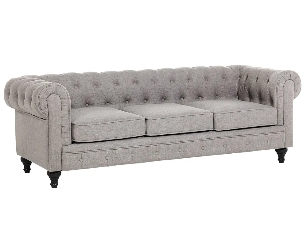 Living Room Set 4 Seater CHESTERFIELD Fabric Light Grey_797135