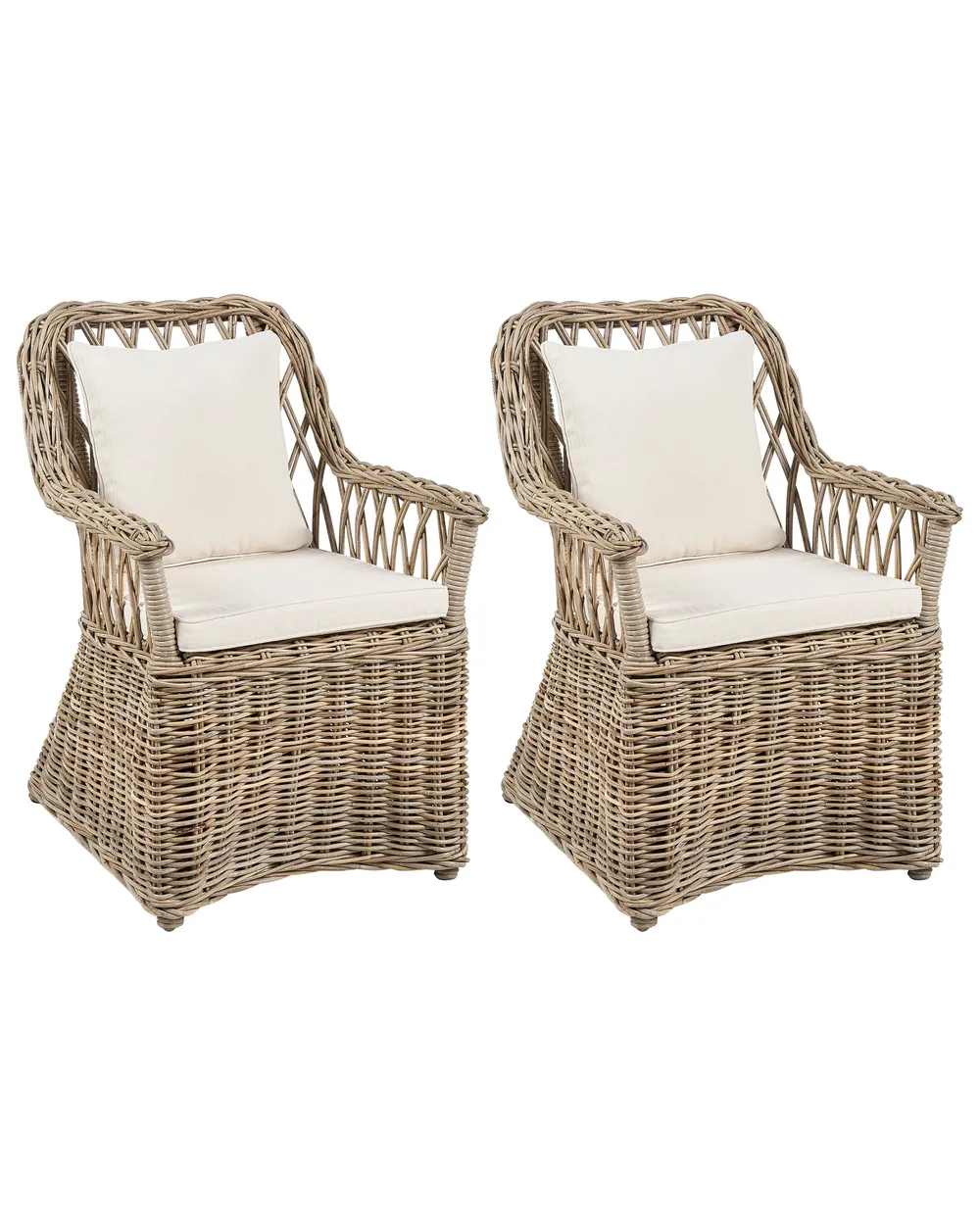 Gartensessel 2er Set MAROS II Rattan Naturfarben