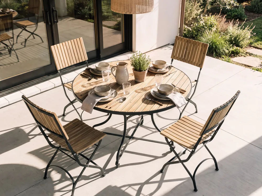 Gartentisch LASCARI 120 cm 120 cm Akazienholz Hellbraun_1101719