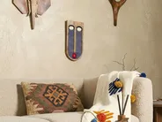 Wandobjekt Gesicht JIMETA 40 cm Mangoholz Blau_1038592