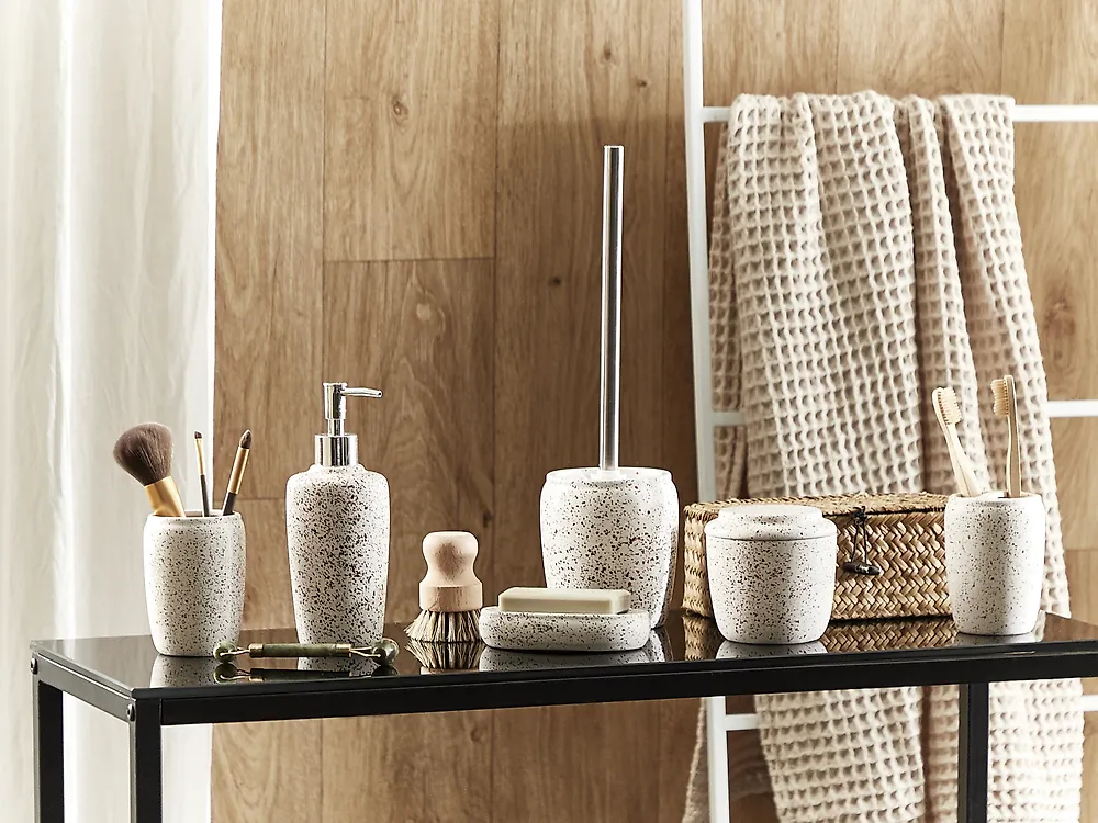 Badaccessoires Set 6-teilig PALMILLA Keramik Cremeweiß