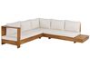 Garten Ecksofa 5-Sitzer MARETTIMO zertifiziertes Akazienholz Cremeweiß rechtsseitig