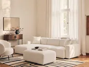 Modul Ecksofa 3-Sitzer HEDE mit Ottomane Bouclé Weiß rechtsseitig_1091918