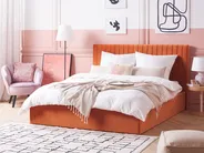 Bett mit Stauraum VION Samtstoff Orange 160 x 200 cm_826784