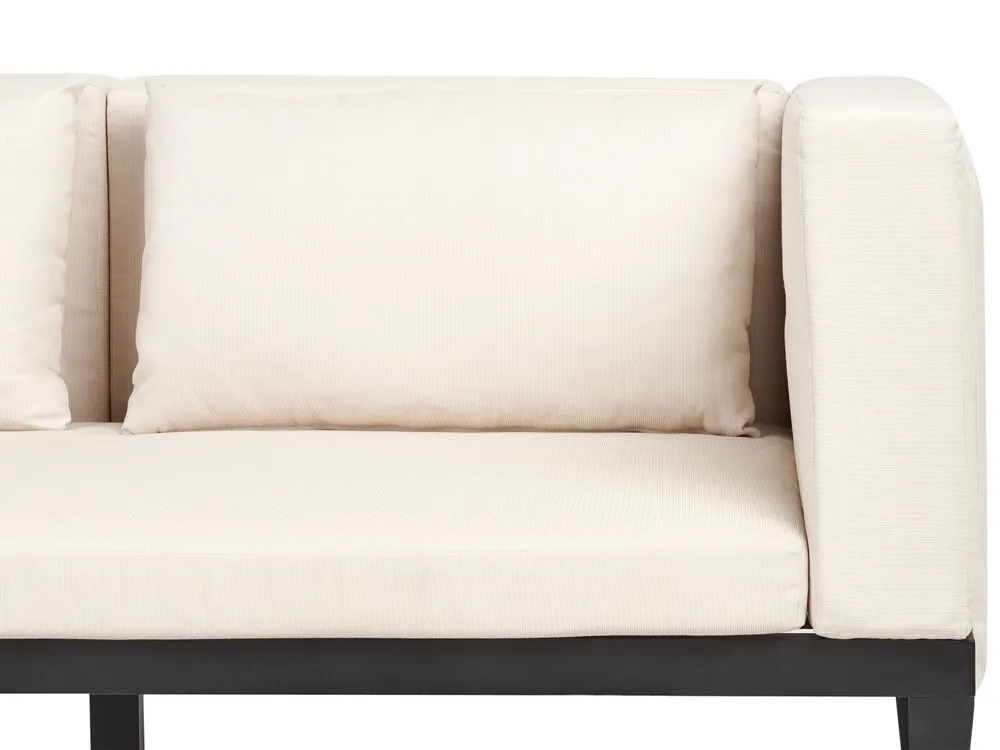 Garden Corner Sofa with Table 4 Seater BRACCIANO Certified Acacia Wood Light Beige Right Hand_955510