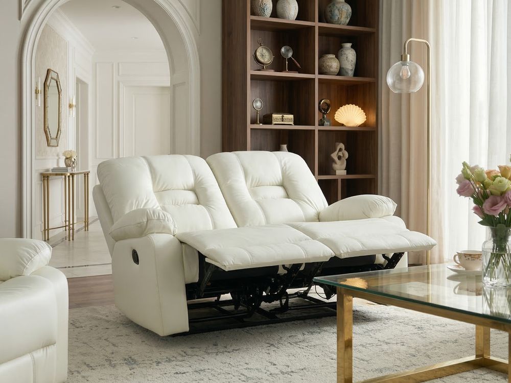 Sofa manuell verstellbar 2-Sitzer BERGEN Kunstleder Weiß