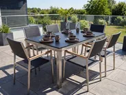 Garden Dining Set 6 Seater GROSSETO Tempered Glass Black_677283